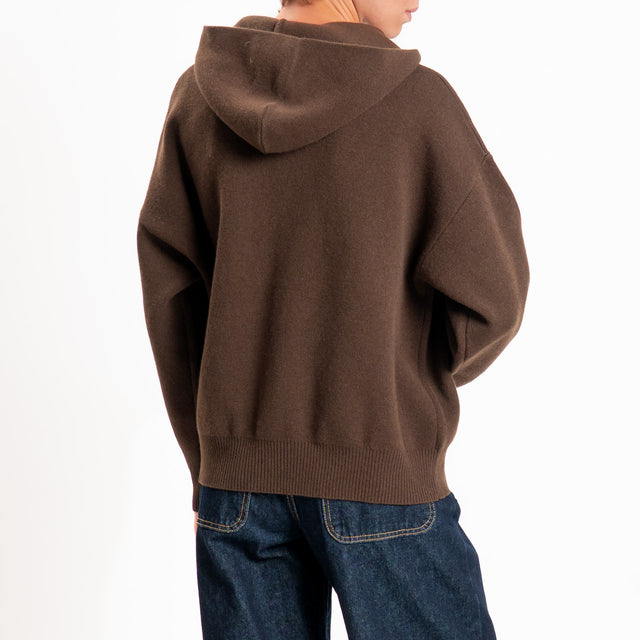 Zeroassoluto-Cardigan 100% LANA SOFT con zip - moro