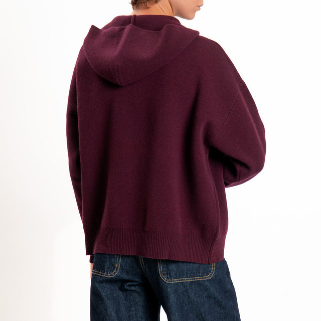 Zeroassoluto-Cardigan 100% LANA SOFT con zip - vino