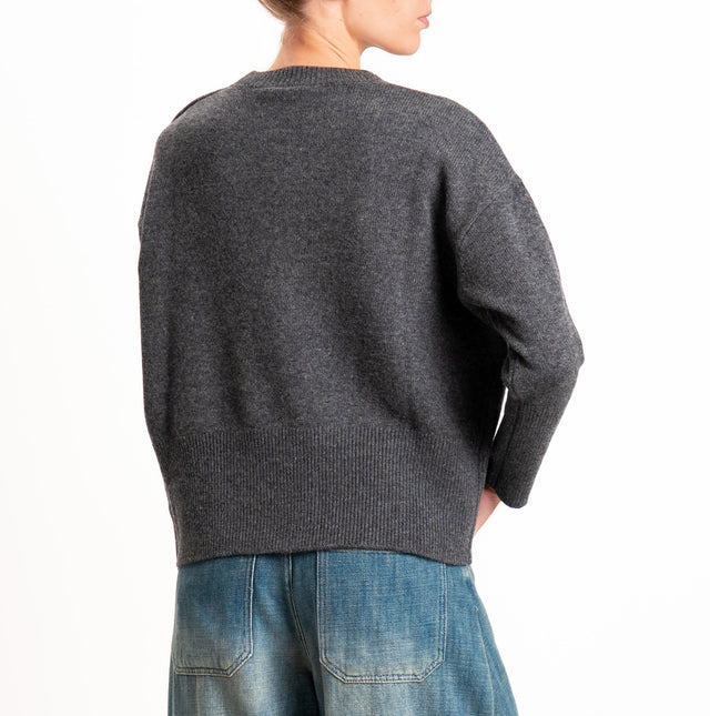 Zeroassoluto-Maglia 100% LANA SOFT bordi a coste - antracite
