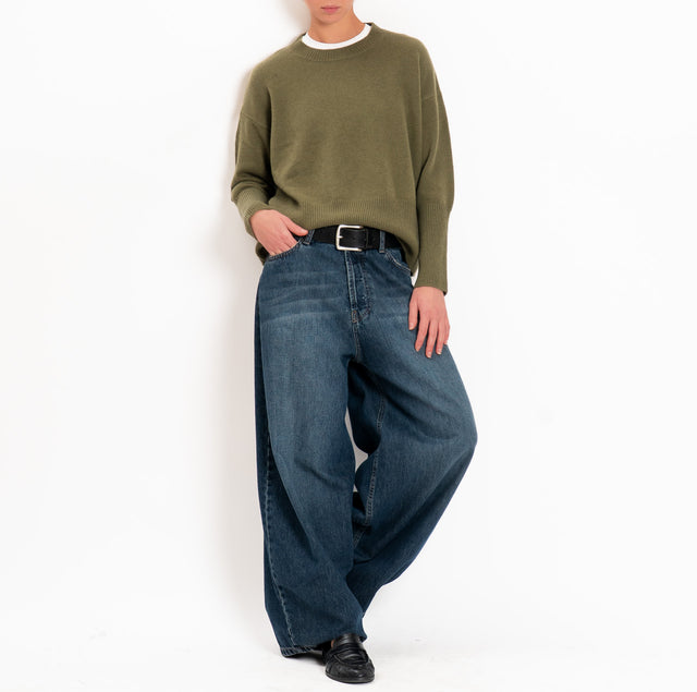 Zeroassoluto-Maglia 100% LANA SOFT bordi a coste - militare