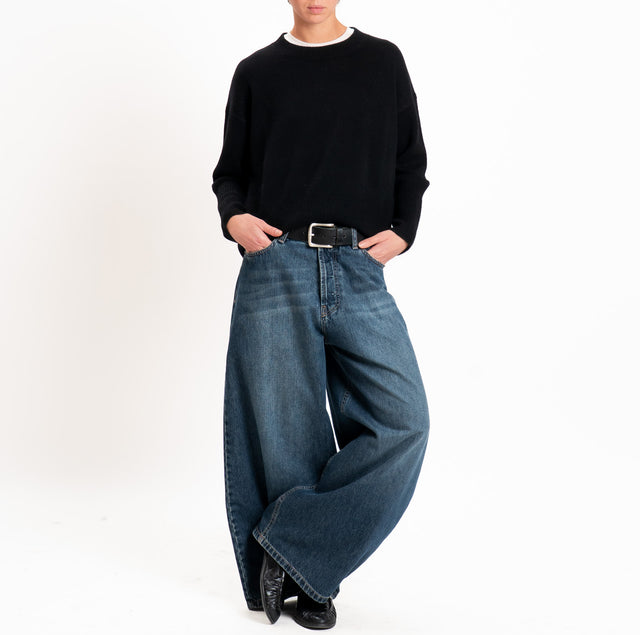 Zeroassoluto-Maglia 100% LANA SOFT bordi a coste - nero