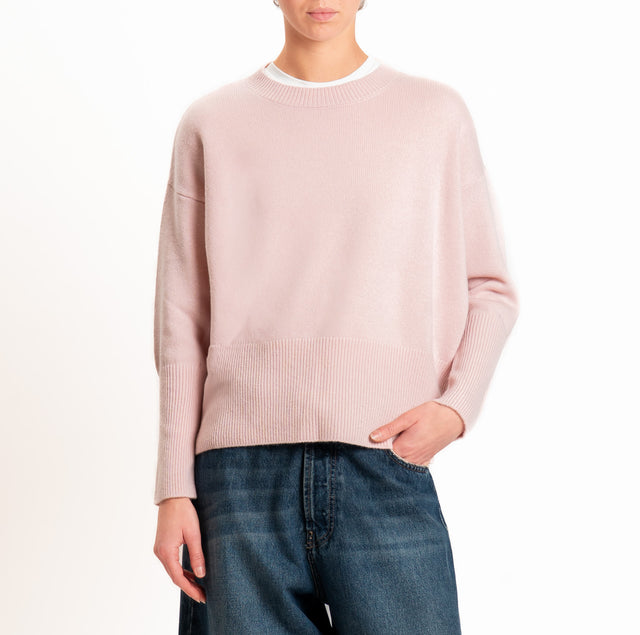 Zeroassoluto-Maglia 100% LANA SOFT bordi a coste - rosa