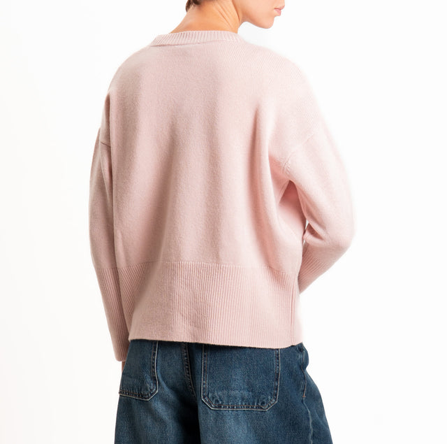 Zeroassoluto-Maglia 100% LANA SOFT bordi a coste - rosa