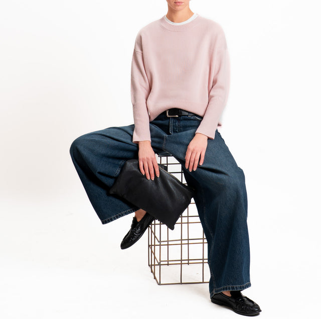 Zeroassoluto-Maglia 100% LANA SOFT bordi a coste - rosa