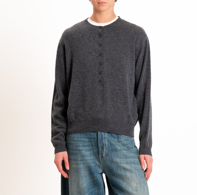Zeroassoluto-Maglia 100% LANA SOFT serafino - antracite