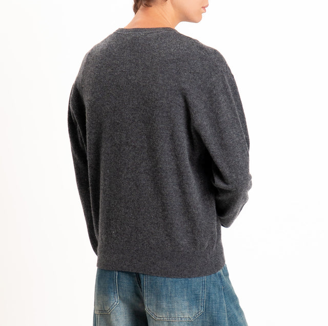 Zeroassoluto-Maglia 100% LANA SOFT serafino - antracite