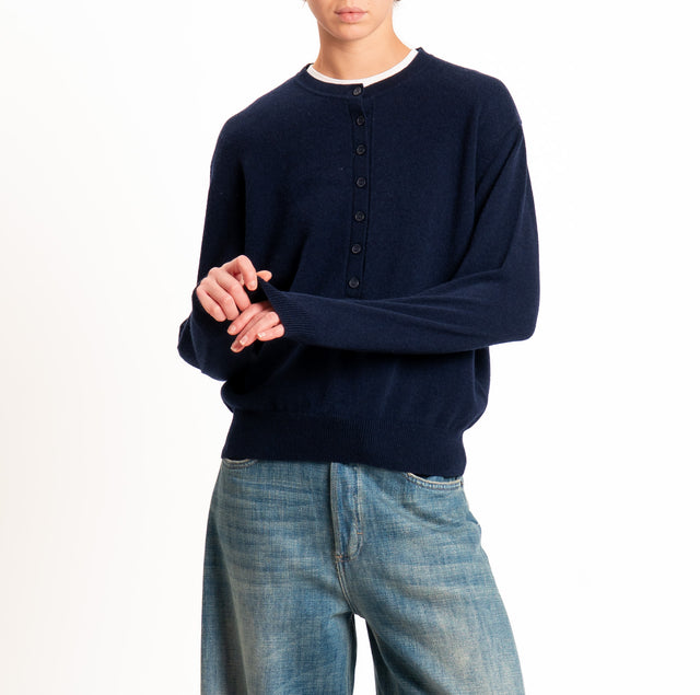 Zeroassoluto-Maglia 100% LANA SOFT serafino - blu