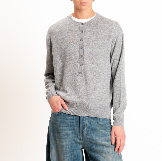 Zeroassoluto-Maglia 100% LANA SOFT serafino - grigio melange