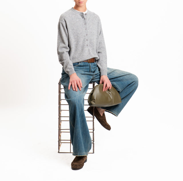 Zeroassoluto-Maglia 100% LANA SOFT serafino - grigio melange