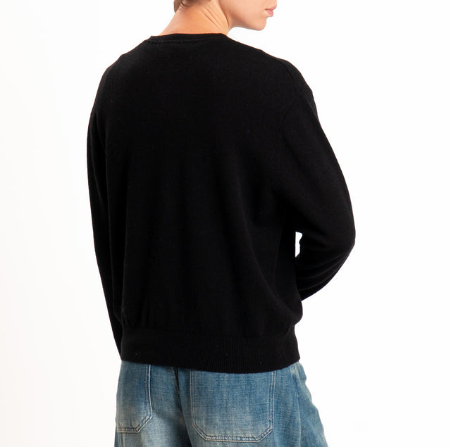 Zeroassoluto-Maglia 100% LANA SOFT serafino - nero