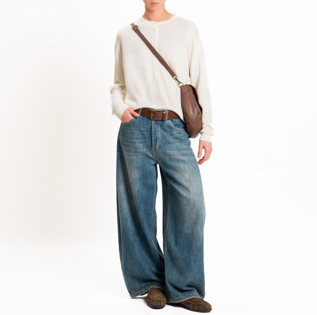 Zeroassoluto-Maglia 100% LANA SOFT serafino - panna