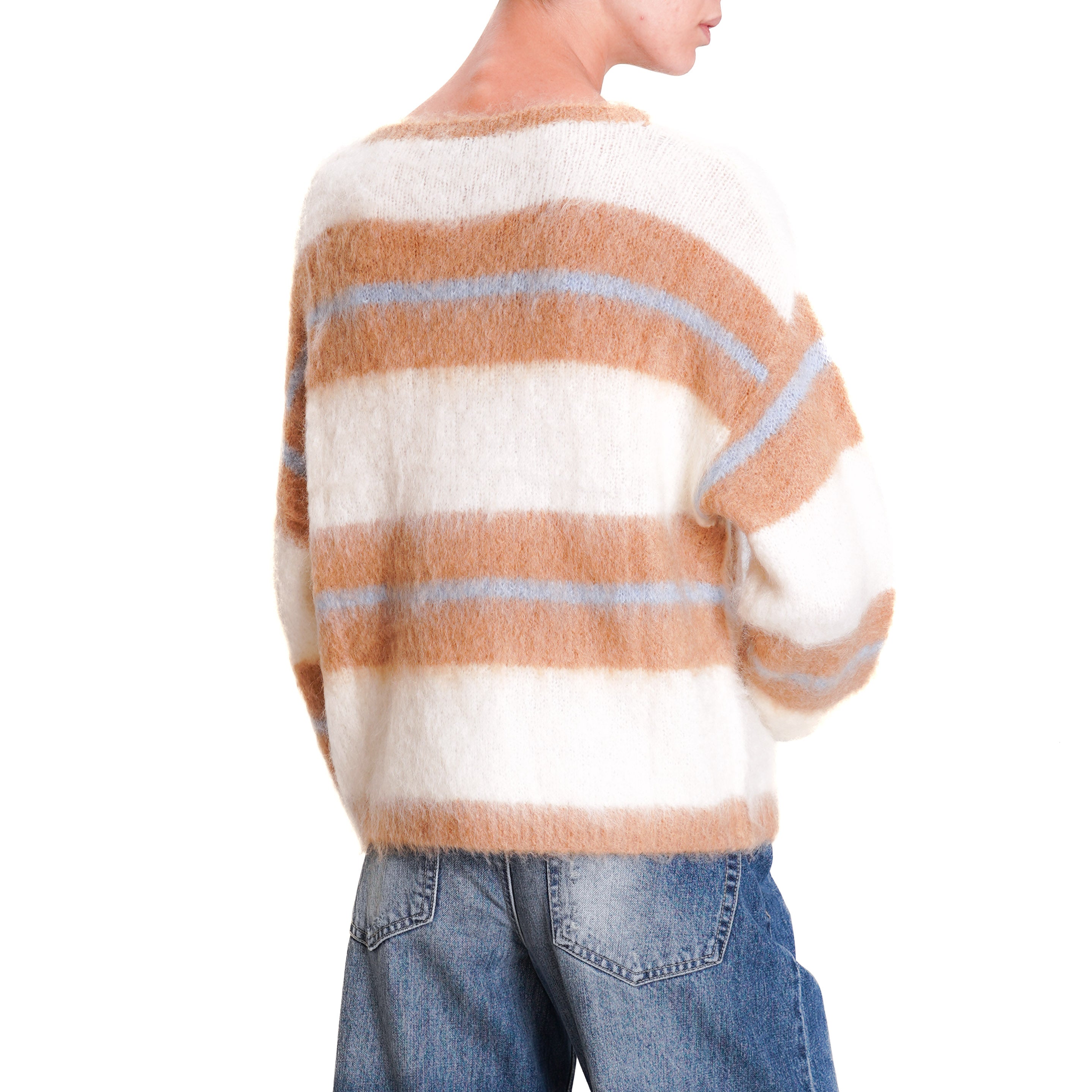 Zeroassoluto Striped Mohair Sweater Camel Cream Light Blue White Mood