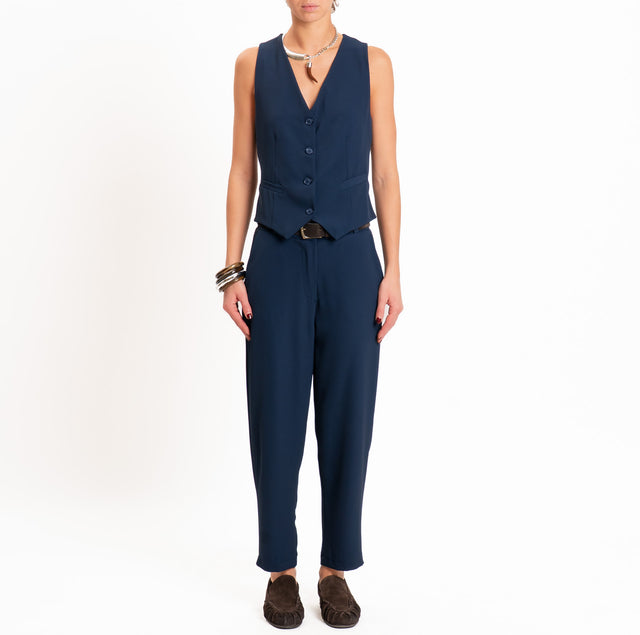 Zeroassoluto-Completo gilet+pantalone tessuto fluido - blu