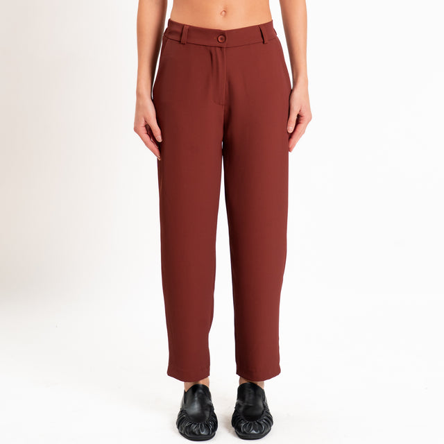 Zeroassoluto-Completo gilet+pantalone tessuto fluido - brick