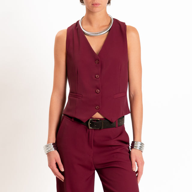 Zeroassoluto-Completo gilet+pantalone tessuto fluido - marsala