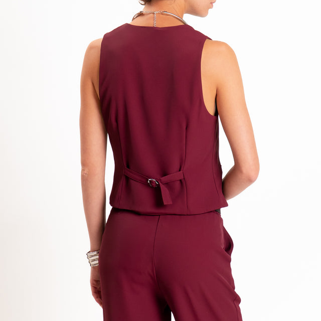 Zeroassoluto-Completo gilet+pantalone tessuto fluido - marsala