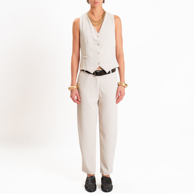Zeroassoluto-Completo gilet+pantalone tessuto fluido - mastice