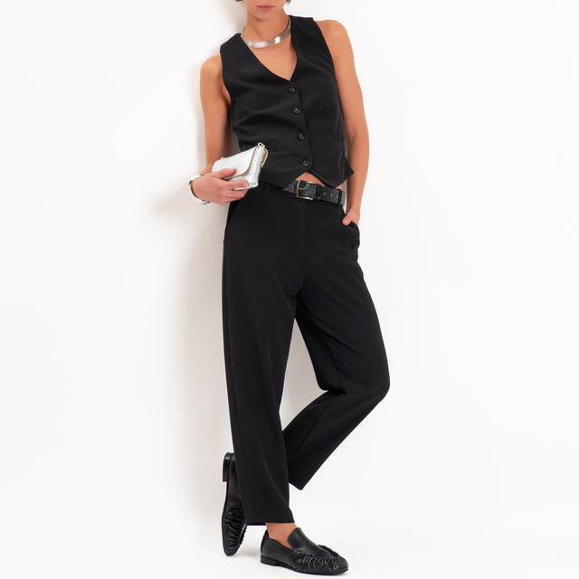 Zeroassoluto-Completo gilet+pantalone tessuto fluido - nero
