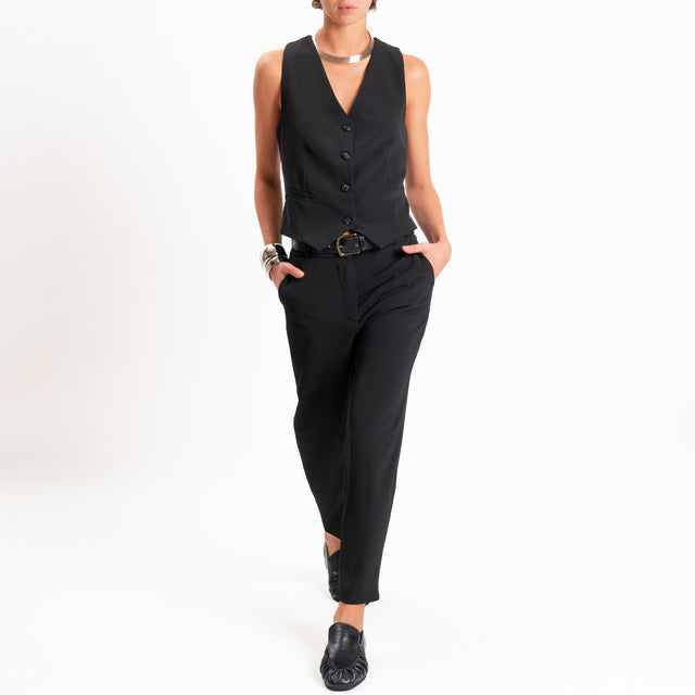 Zeroassoluto-Completo gilet+pantalone tessuto fluido - nero