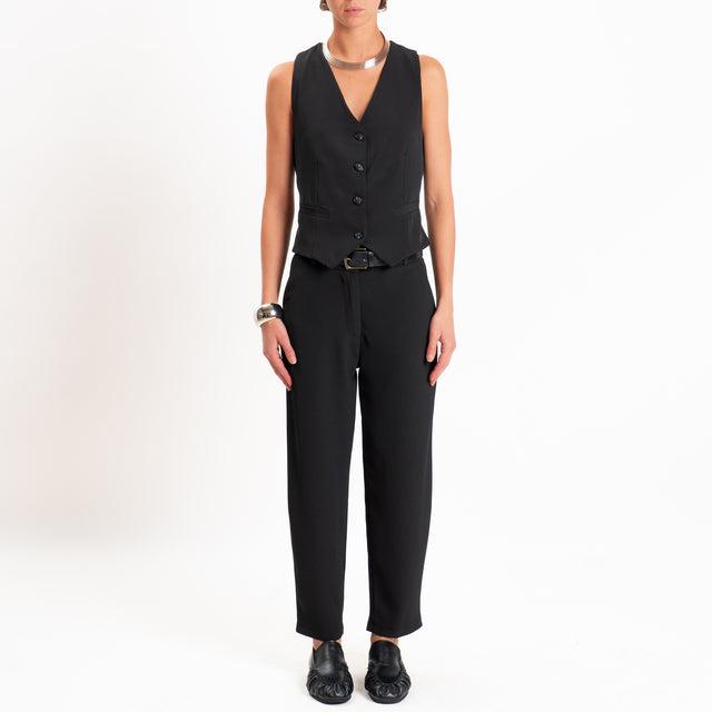 Zeroassoluto-Completo gilet+pantalone tessuto fluido - nero