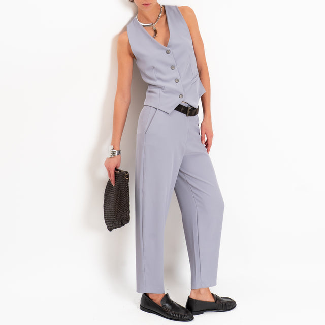 Zeroassoluto-Completo gilet+pantalone tessuto fluido - perla