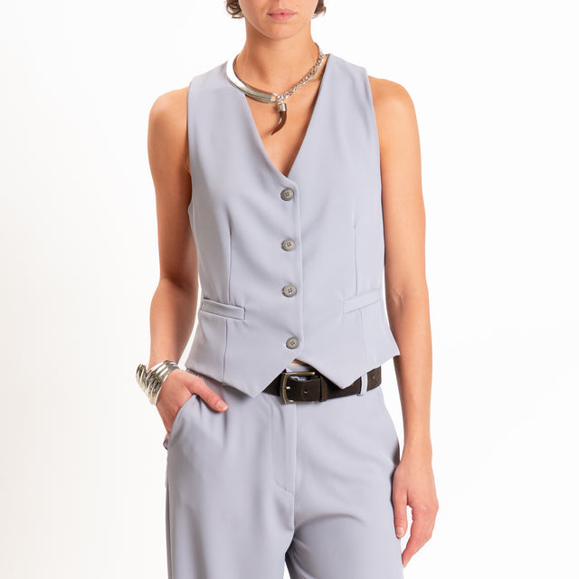 Zeroassoluto-Completo gilet+pantalone tessuto fluido - perla