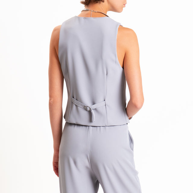 Zeroassoluto-Completo gilet+pantalone tessuto fluido - perla