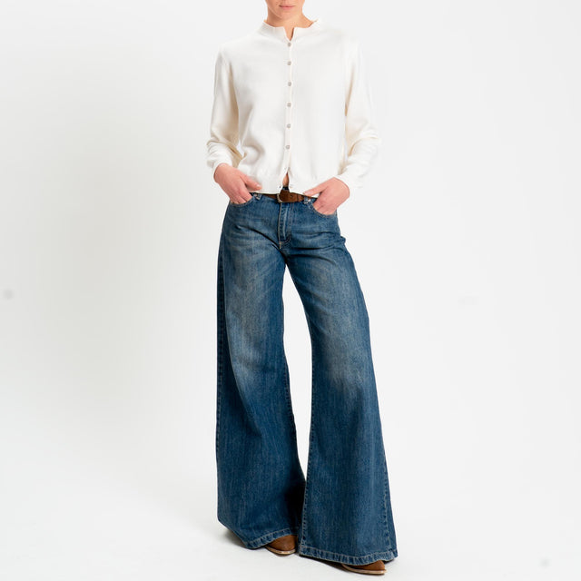 Zeroassoluto-Cardigan rebecchina bordi a coste - panna