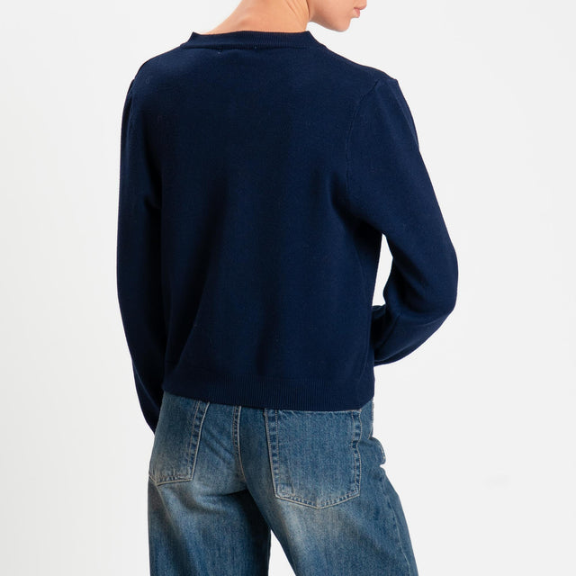 Zeroassoluto-Cardigan rebecchina bordi a coste - blu