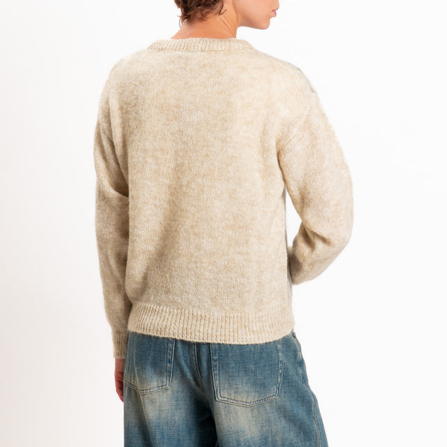 Zeroassoluto-Maglia argyle mohair - beige/grigio