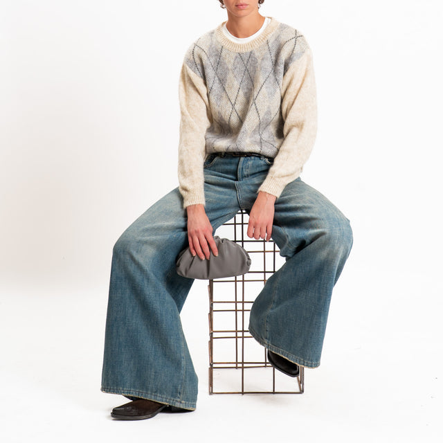 Zeroassoluto-Maglia argyle mohair - beige/grigio