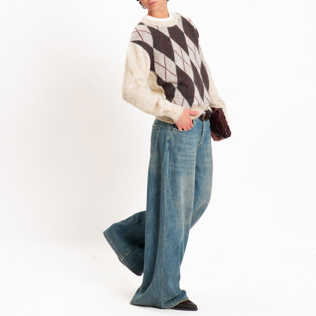 Zeroassoluto-Maglia argyle mohair - beige/moro