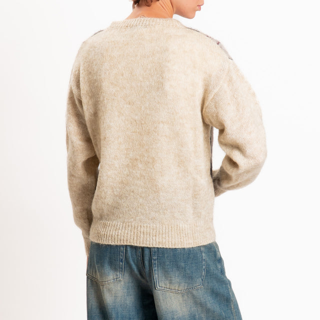 Zeroassoluto-Maglia argyle mohair - beige/moro