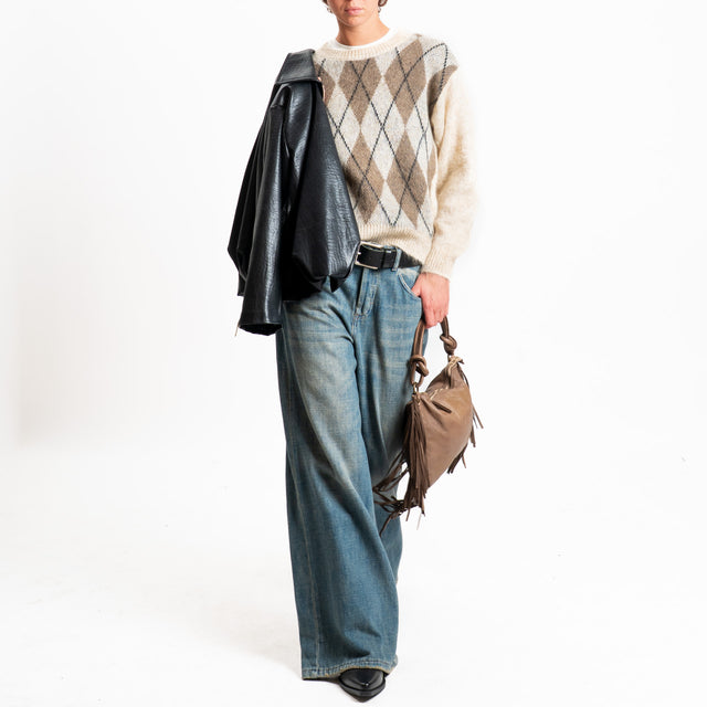 Zeroassoluto-Maglia argyle mohair - beige/tortora