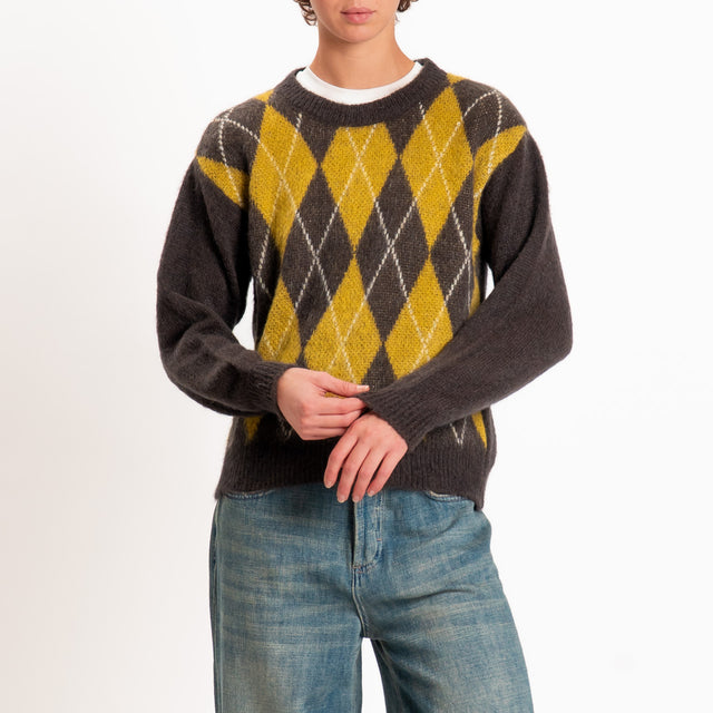 Zeroassoluto-Maglia argyle mohair - moro/olio