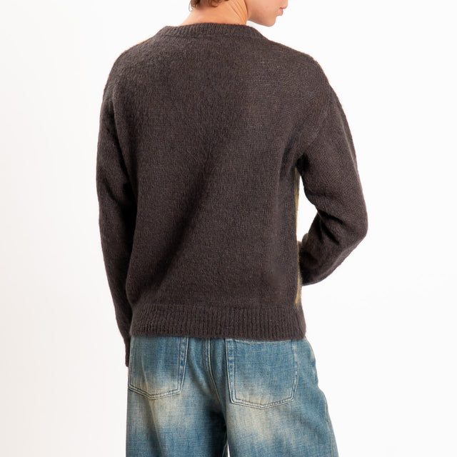 Zeroassoluto-Maglia argyle mohair - moro/olio