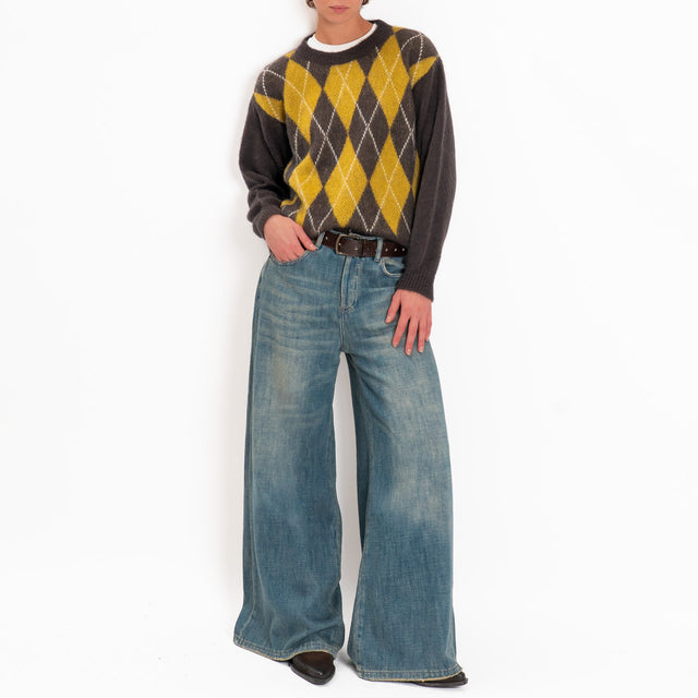 Zeroassoluto-Maglia argyle mohair - moro/olio
