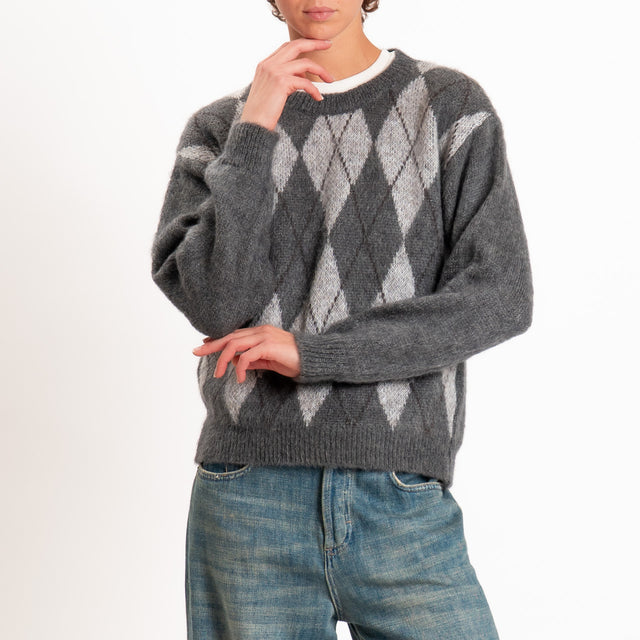 Zeroassoluto-Maglia argyle mohair - piombo/grigio