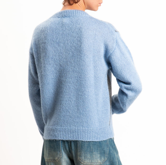 Zeroassoluto-Maglia scollo v argyle in mohair - polvere/piombo