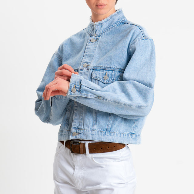Zeroassoluto-Giacca JADA jeans sfrangiato - denim chiaro