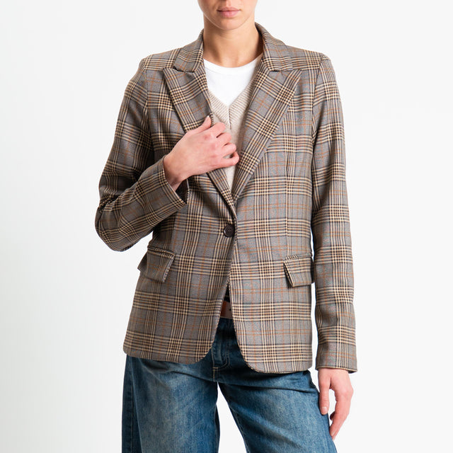 Zeroassoluto-Giacca JADE un bottone - principe di galles sand/moro/cuoio