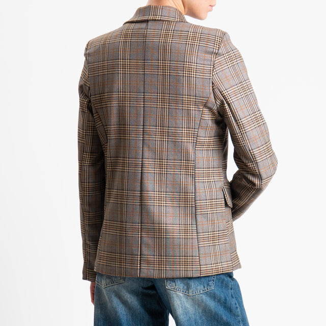 Zeroassoluto-Giacca JADE un bottone - principe di galles sand/moro/cuoio