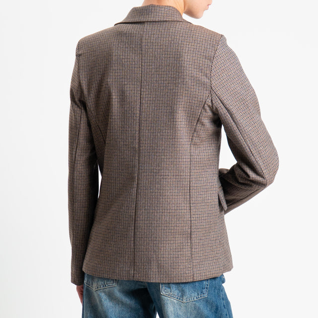 Zeroassoluto-Giacca JADE un bottone - micro check moro/sand/blu