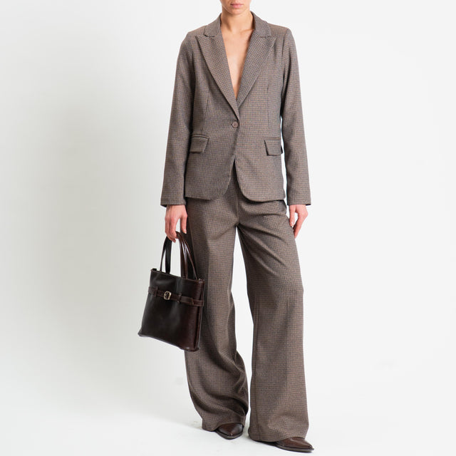 Zeroassoluto-Giacca JADE un bottone - micro check moro/sand/blu