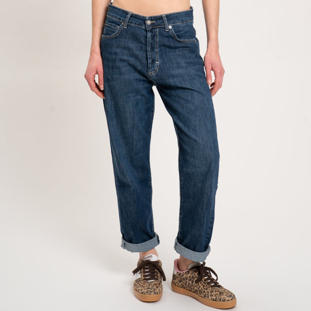 Zeroassoluto-Jeans JARI boyfriend tela leggera elasticizzata - denim scuro