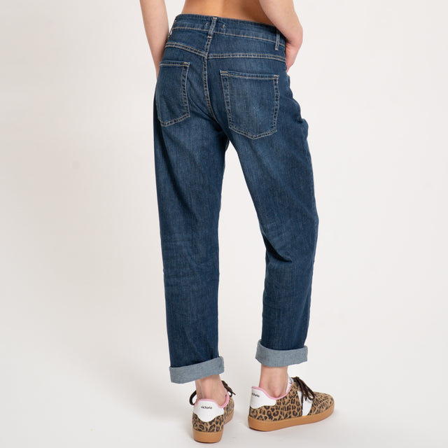 Zeroassoluto-Jeans JARI boyfriend tela leggera elasticizzata - denim scuro