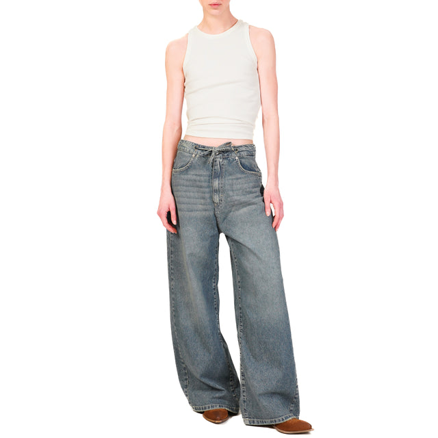 Zeroassoluto-Jeans JELENE wide leg con coulisse - denim