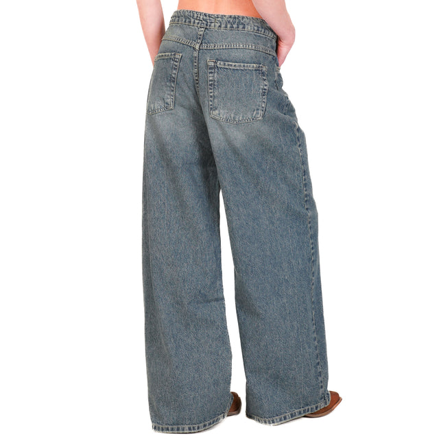Zeroassoluto-Jeans JELENE wide leg con coulisse - denim