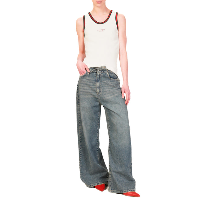 Zeroassoluto-Jeans JELENE wide leg con coulisse - denim