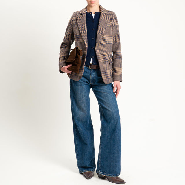 Zeroassoluto-Giacca JESSY principe di galles - blu/biscotto/moro